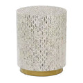 Contemporary Mother of Pearl Stool White - Olivia & May: Modern Round Accent, MDF Frame, Solid Pattern, 22.35" Seat Height