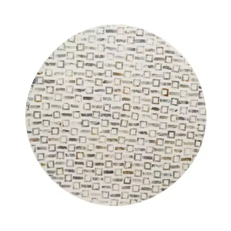 Contemporary Mother of Pearl Stool White - Olivia & May: Modern Round Accent, MDF Frame, Solid Pattern, 22.35" Seat Height