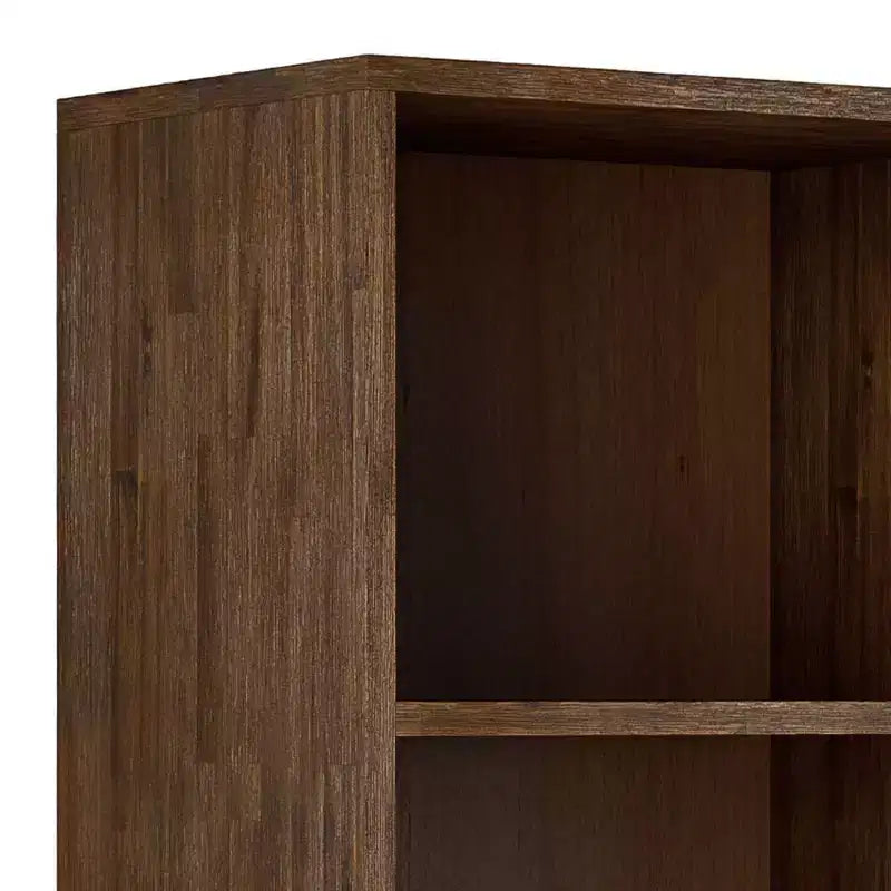 70" Wright Bookcase with Storage Rustic Natural Aged Brown-WyndenHall: Mid-Century, 2 Doors, 4 Shelves
