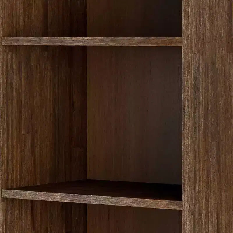 70" Wright Bookcase with Storage Rustic Natural Aged Brown-WyndenHall: Mid-Century, 2 Doors, 4 Shelves