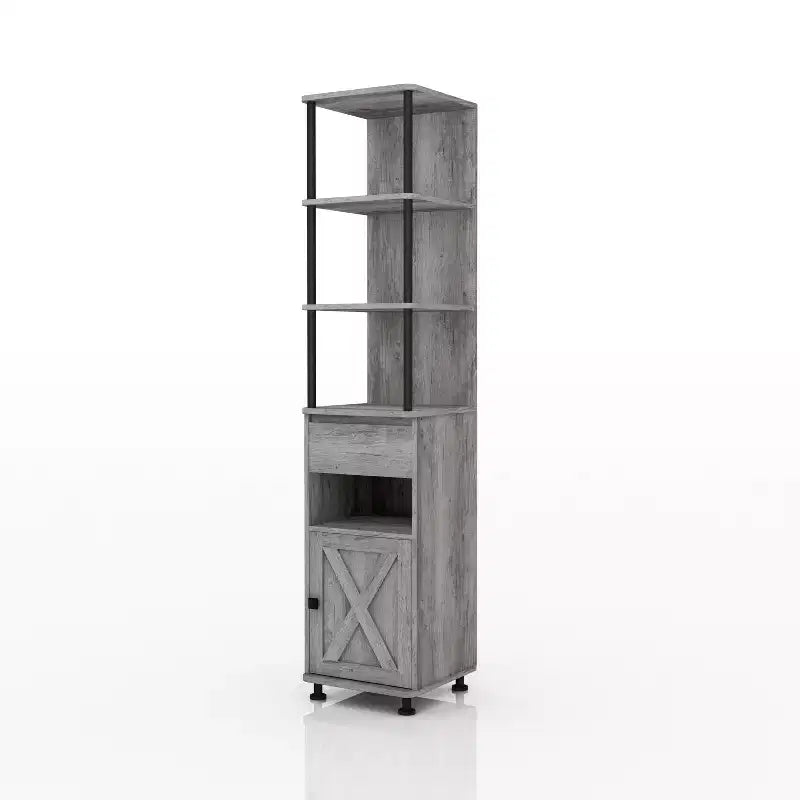 72.3" Clander Multiple Storage Bookcase: Iron Frame, Barndoor Cabinet - HOMES: Inside + Out