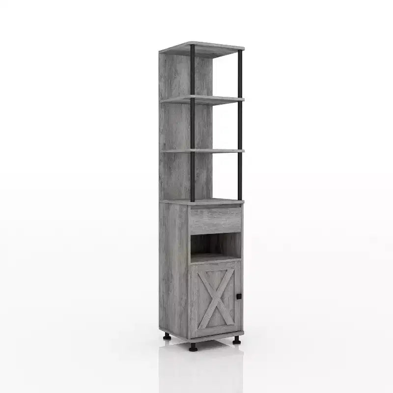 72.3" Clander Multiple Storage Bookcase: Iron Frame, Barndoor Cabinet - HOMES: Inside + Out