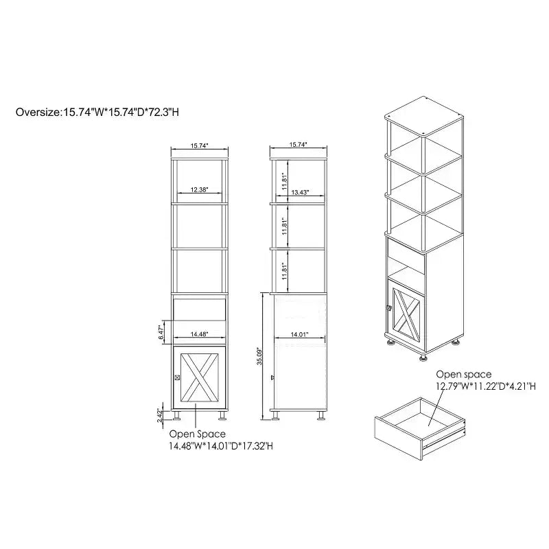 72.3" Clander Multiple Storage Bookcase: Iron Frame, Barndoor Cabinet - HOMES: Inside + Out