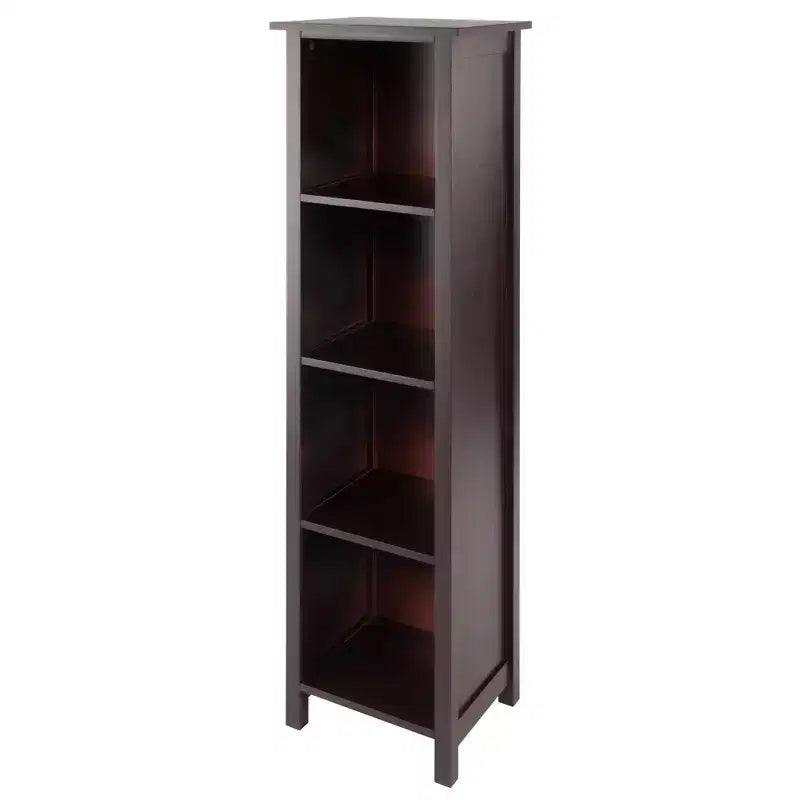 Winsome 55.98" 5 Tier Milan Storage Shelf or Bookshelf Tall Walnut: Mid-Century Modern MDF Composite
