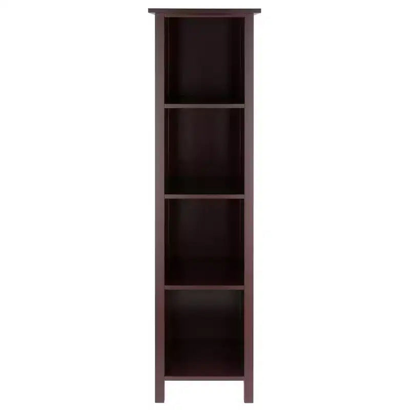 Winsome 55.98" 5 Tier Milan Storage Shelf or Bookshelf Tall Walnut: Mid-Century Modern MDF Composite