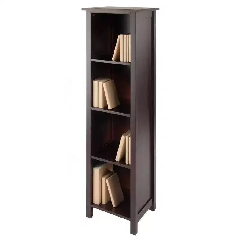 Winsome 55.98" 5 Tier Milan Storage Shelf or Bookshelf Tall Walnut: Mid-Century Modern MDF Composite