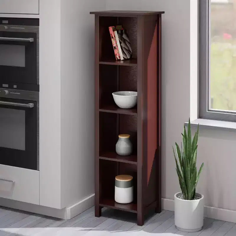 Winsome 55.98" 5 Tier Milan Storage Shelf or Bookshelf Tall Walnut: Mid-Century Modern MDF Composite