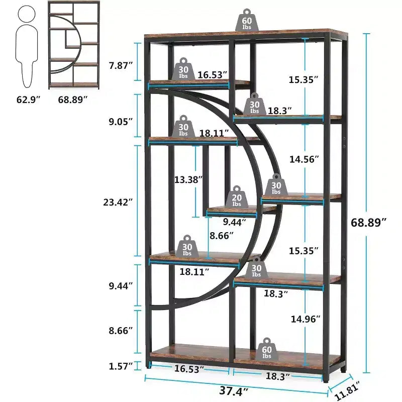 LITTLE TREE 68.89" 5 Tier Etagere Bookcase Brown