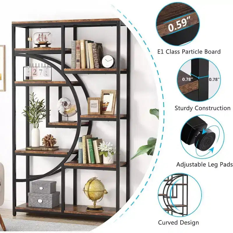 LITTLE TREE 68.89" 5 Tier Etagere Bookcase Brown