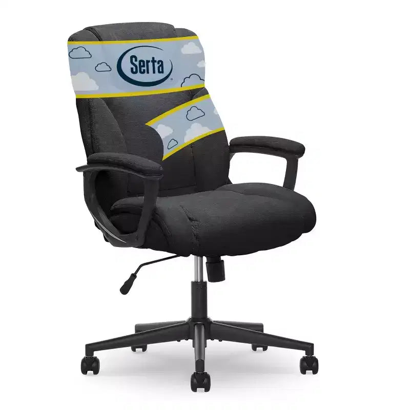 Style Hannah II Office Chair Midnight Black - Serta: Executive, Microfiber, 400 lbs Capacity