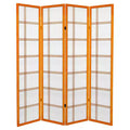 6 ft. Tall Canvas Double Cross Room Divider - Honey (4 Panels): Oriental Furniture Privacy Screen, Hardwood Frame