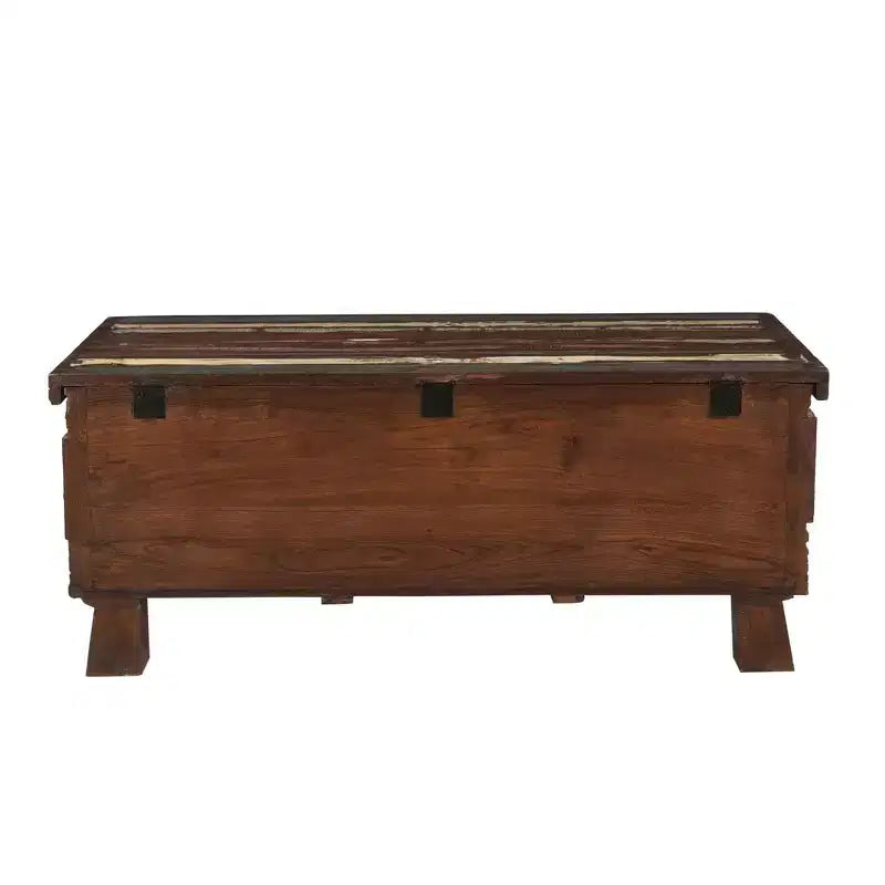Elephant Reclaimed Wood Trunk Coffee Table Brown - Timbergirl: Rustic Storage, Pedestal Base, No Assembly