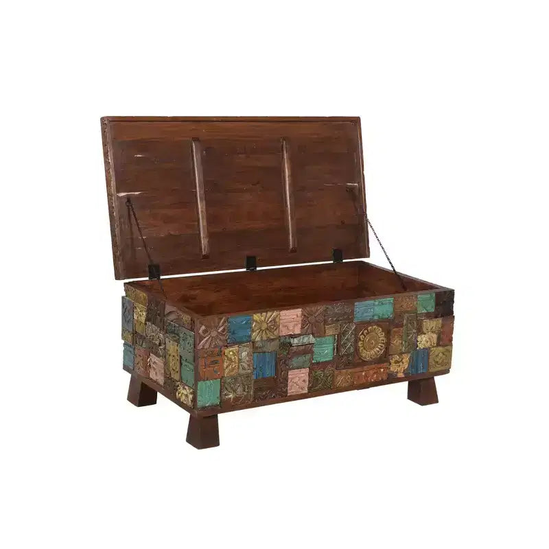Elephant Reclaimed Wood Trunk Coffee Table Brown - Timbergirl: Rustic Storage, Pedestal Base, No Assembly