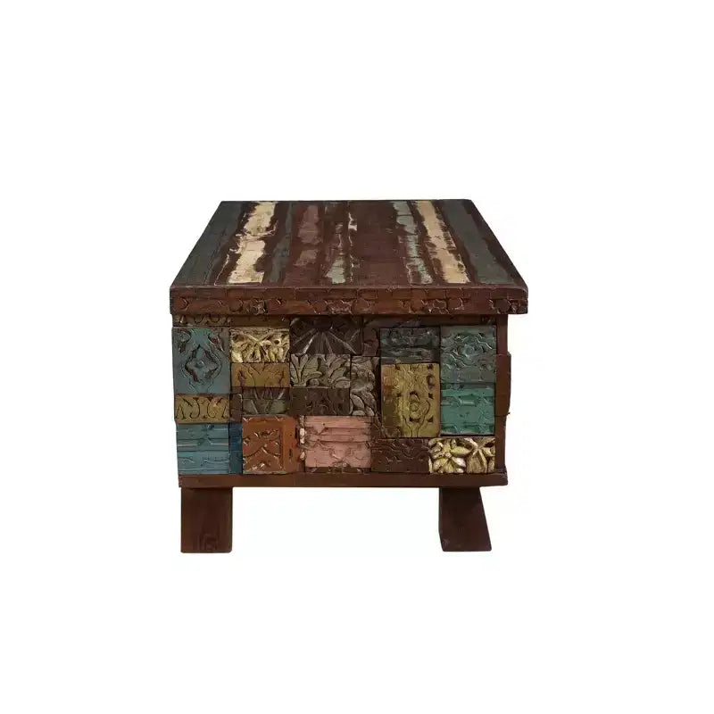 Elephant Reclaimed Wood Trunk Coffee Table Brown - Timbergirl: Rustic Storage, Pedestal Base, No Assembly