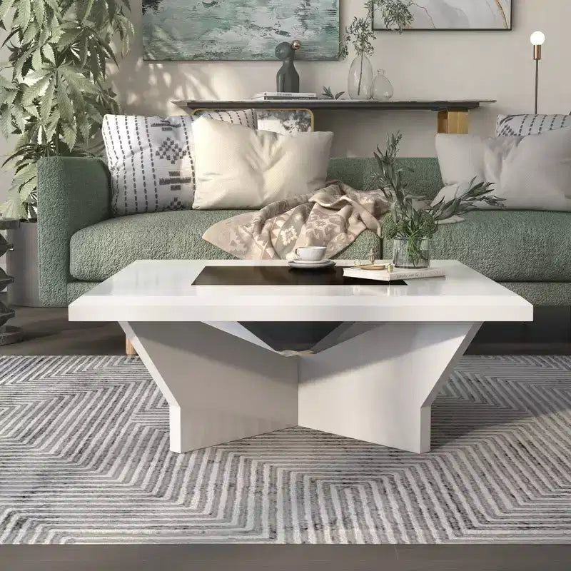 miBasics Manke Square Contemporary Modern Coffee Table White