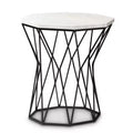 Venedict Metal End Table with Marble Tabletop Black - Baxton Studio: Rectangle Side Table for Living Room, No Assembly Required
