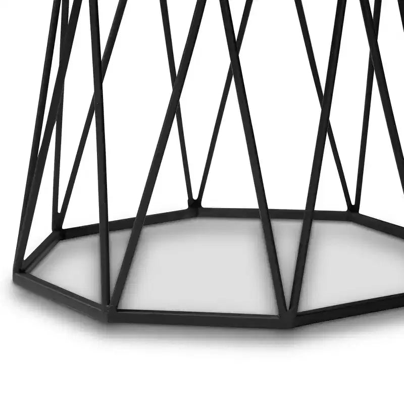 Venedict Metal End Table with Marble Tabletop Black - Baxton Studio: Rectangle Side Table for Living Room, No Assembly Required