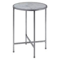 Gold Coast Faux Marble Round End Table Faux Marble/Silver - Breighton Home: Elegant Metal Frame, 24.5" High