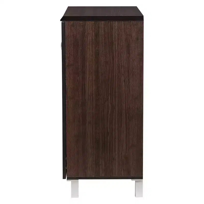 Baxton Studio Excel Modern and Contemporary Sideboard Storage Cabinet - Dark Brown: Fixed Shelves, Wood Composite, Kitchen Cabinetry
