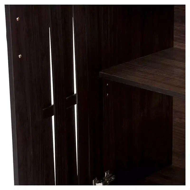 Baxton Studio Excel Modern and Contemporary Sideboard Storage Cabinet - Dark Brown: Fixed Shelves, Wood Composite, Kitchen Cabinetry