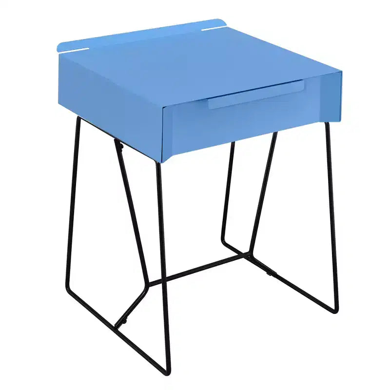 Loftis Modern Style Side Table Blue - HOMES: Inside + Out: Geometric Metal Base, Rectangular Top