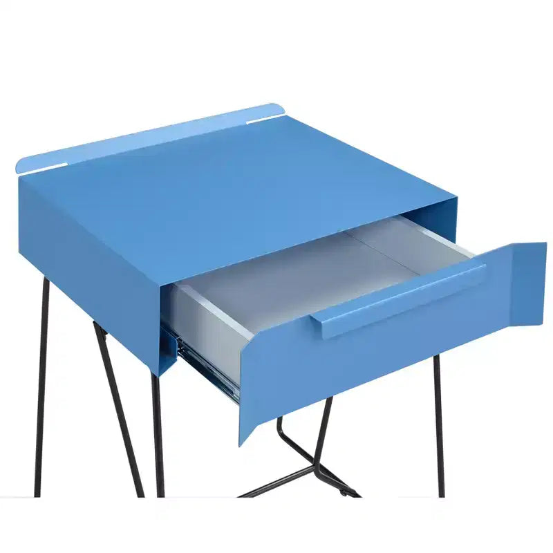 Loftis Modern Style Side Table Blue - HOMES: Inside + Out: Geometric Metal Base, Rectangular Top