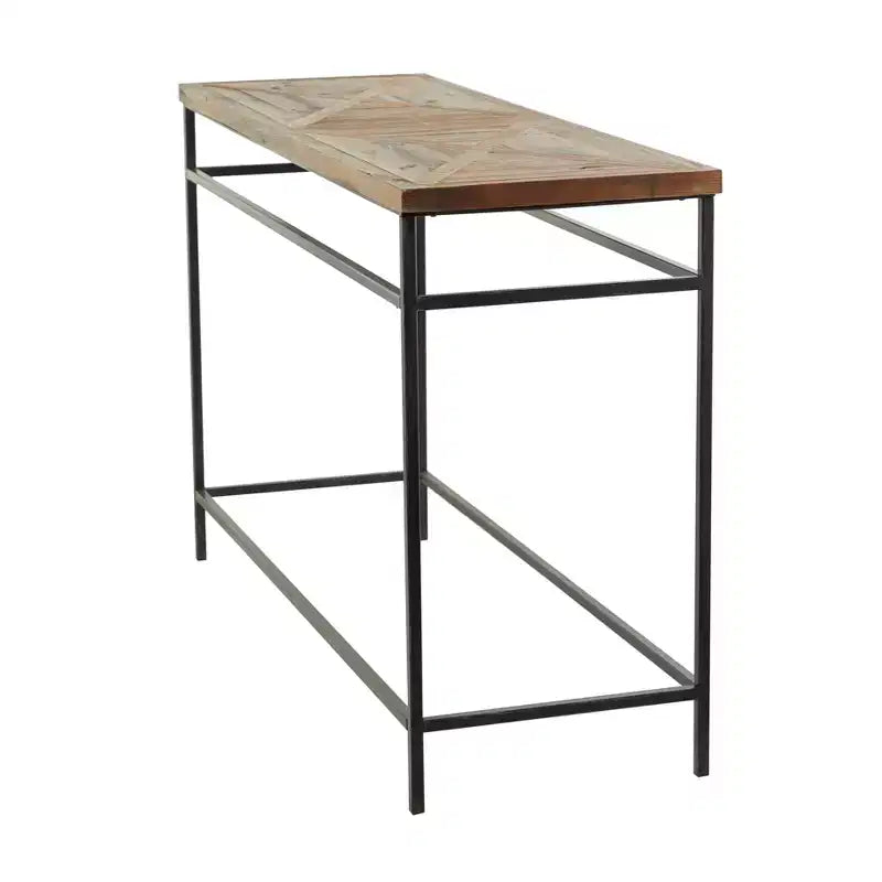 Rustic Metal Console Table Brown - Olivia & May: Wood Top, No Assembly, Entryway Furniture