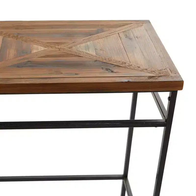 Rustic Metal Console Table Brown - Olivia & May: Wood Top, No Assembly, Entryway Furniture