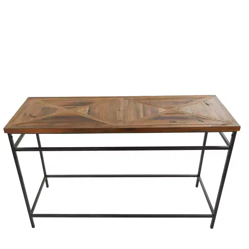 Rustic Metal Console Table Brown - Olivia & May: Wood Top, No Assembly, Entryway Furniture