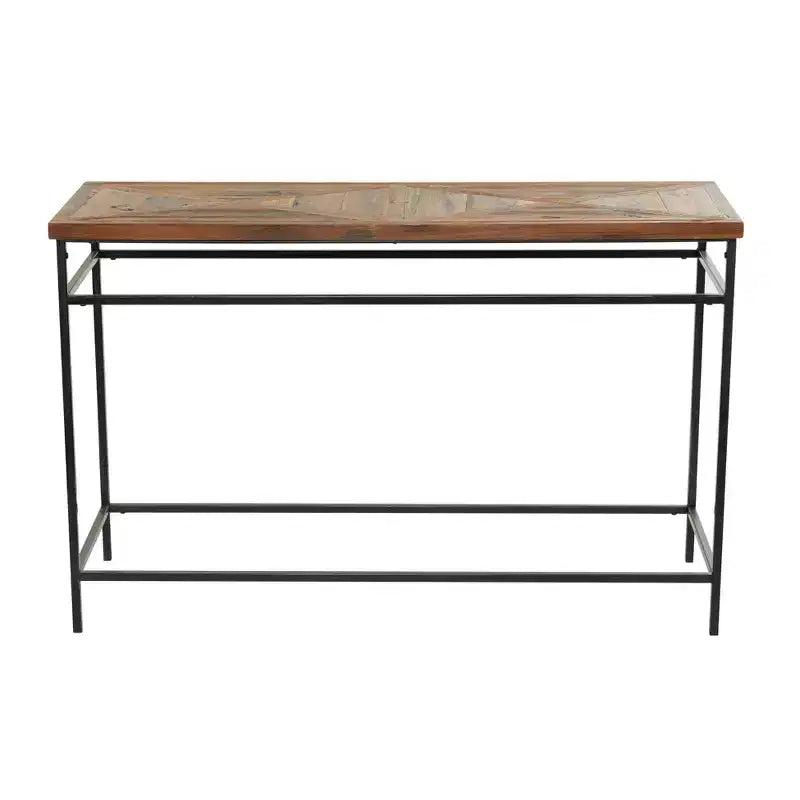 Rustic Metal Console Table Brown - Olivia & May: Wood Top, No Assembly, Entryway Furniture