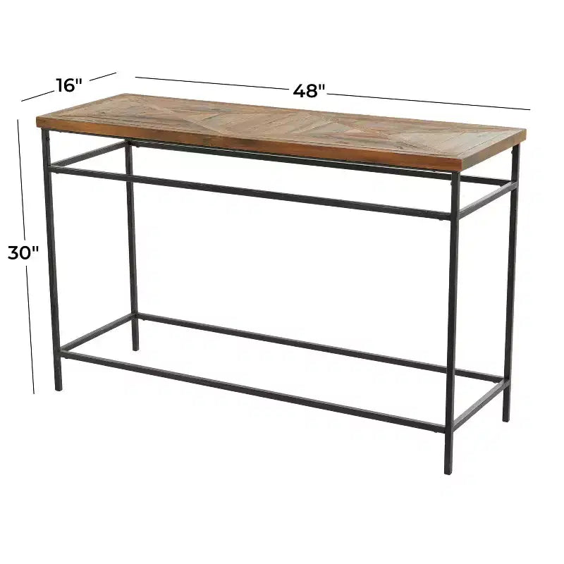 Rustic Metal Console Table Brown - Olivia & May: Wood Top, No Assembly, Entryway Furniture