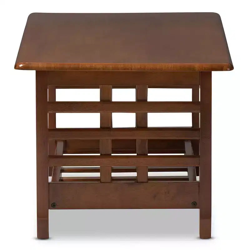 Larissa Modern Classic Mission Style Living Room Occasional Coffee Table - Cherry Brown - Baxton Studio