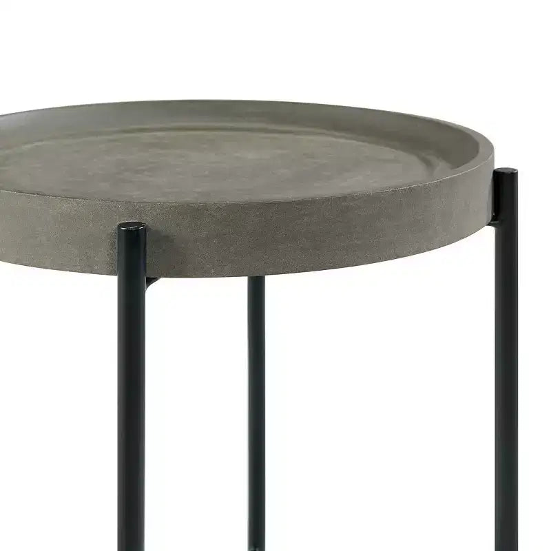 20" Brookline Round Wood with Concrete Coating End Table Concrete Gray - Alaterre Furniture: Chic Tray Top, Sturdy X-Frame