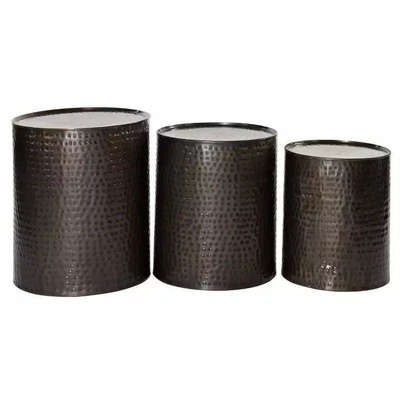 Metal Cylinder Accent Tables (Set of 3) Brown - Olivia & May