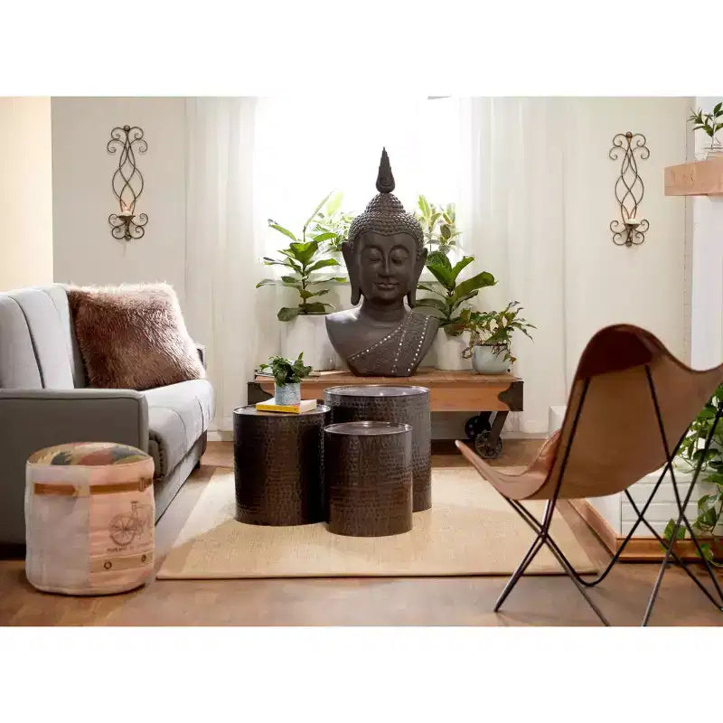 Metal Cylinder Accent Tables (Set of 3) Brown - Olivia & May
