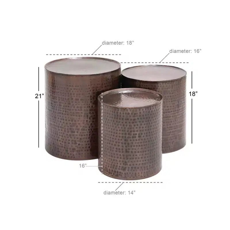 Metal Cylinder Accent Tables (Set of 3) Brown - Olivia & May