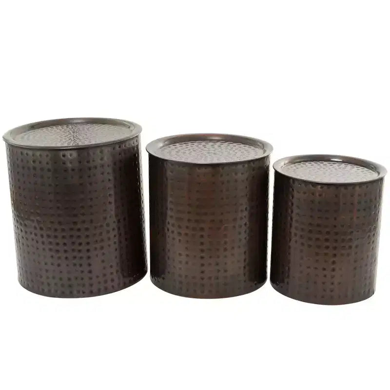 Metal Cylinder Accent Tables (Set of 3) Brown - Olivia & May