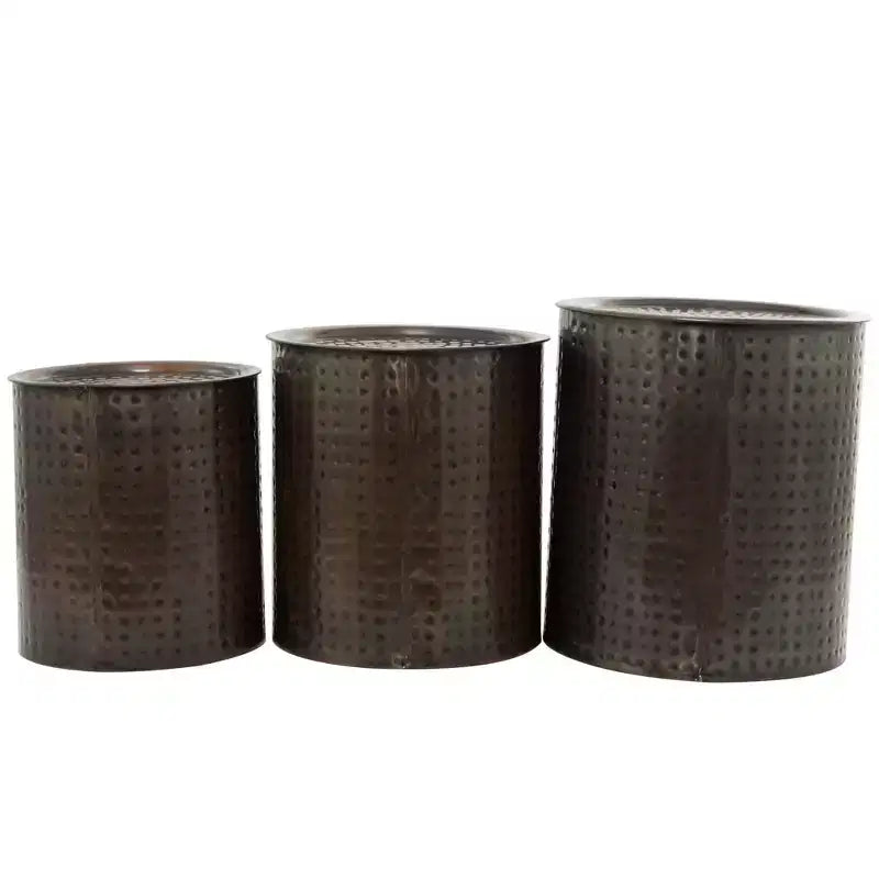 Metal Cylinder Accent Tables (Set of 3) Brown - Olivia & May