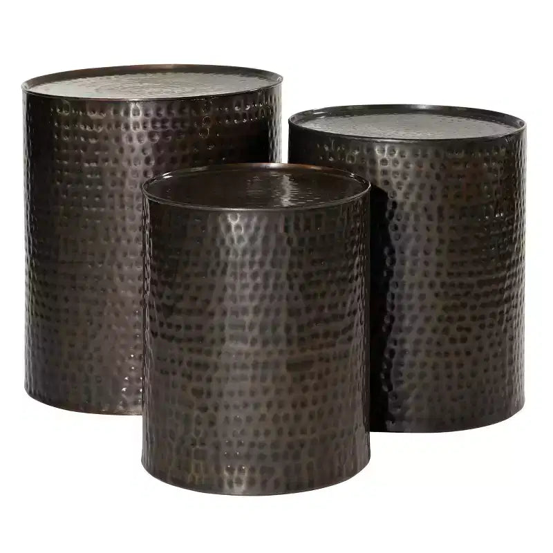 Metal Cylinder Accent Tables (Set of 3) Brown - Olivia & May