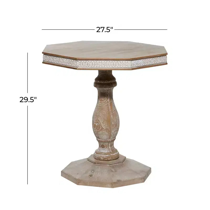 Farmhouse Whitewashed Wood Accent Table Brown - Olivia & May: Handcrafted, No Assembly Required