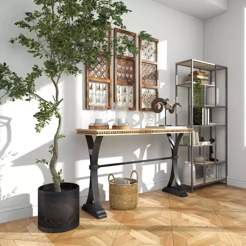 Industrial Wood Console Table Brown - Olivia & May