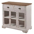 3 Door/2 Drawer Shabby Chic Window Pane Cabinet Antique White/Natural - StyleCraft: Farmhouse Style, Fixed Shelf, Wood Composite
