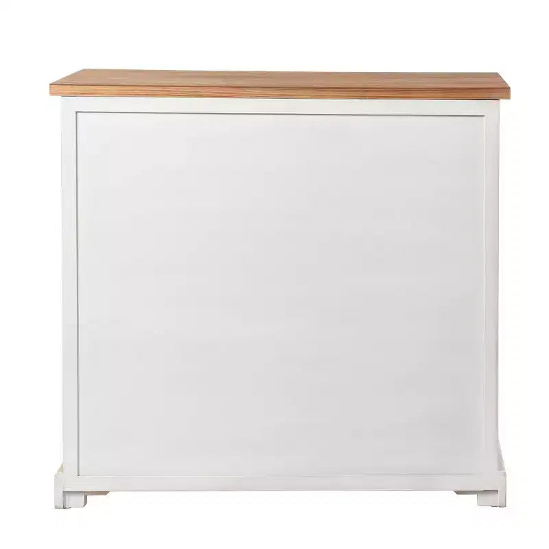 3 Door/2 Drawer Shabby Chic Window Pane Cabinet Antique White/Natural - StyleCraft: Farmhouse Style, Fixed Shelf, Wood Composite