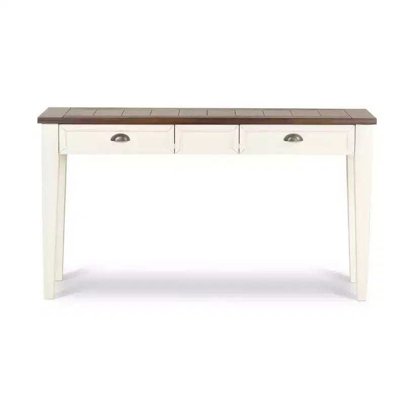 Farmhouse Cayla Sofa Table Dark Oak/White - Steve Silver Co.: Hardwood Construction, Mango Veneer, Storage Drawers