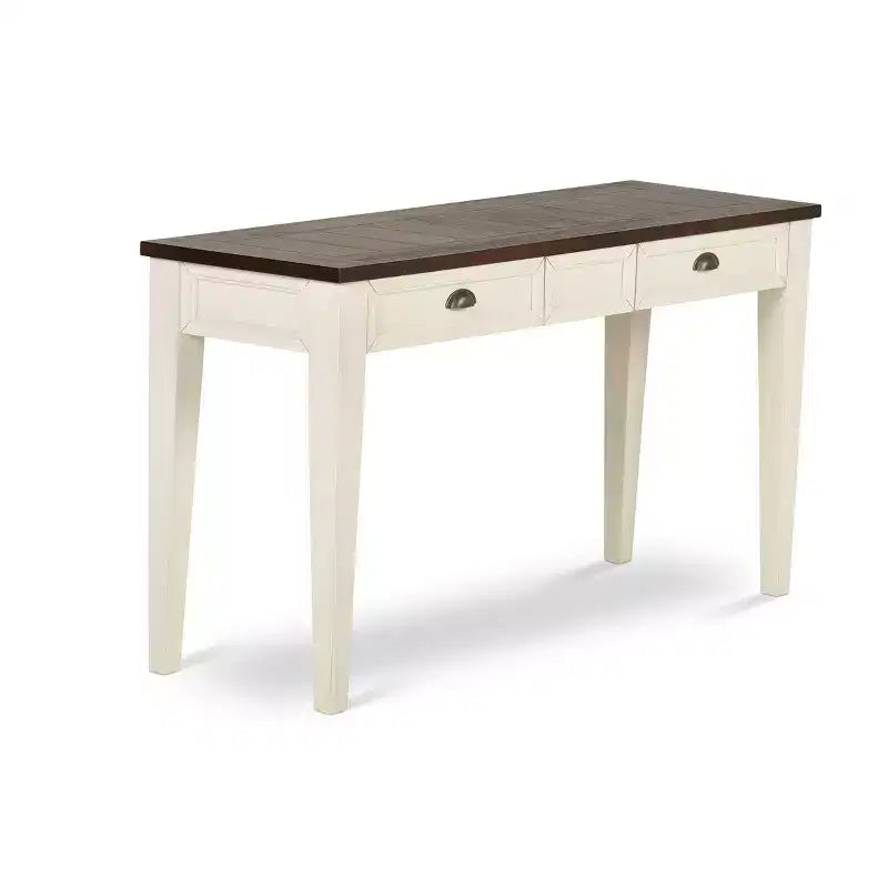 Farmhouse Cayla Sofa Table Dark Oak/White - Steve Silver Co.: Hardwood Construction, Mango Veneer, Storage Drawers