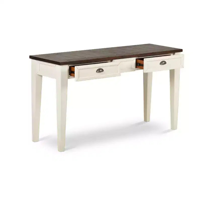 Farmhouse Cayla Sofa Table Dark Oak/White - Steve Silver Co.: Hardwood Construction, Mango Veneer, Storage Drawers