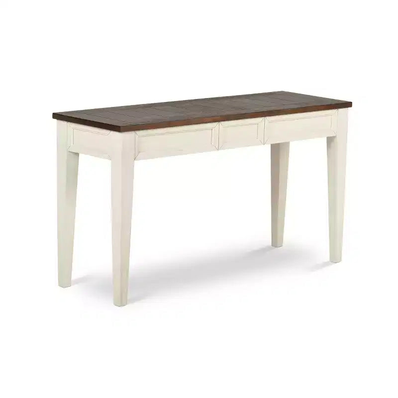 Farmhouse Cayla Sofa Table Dark Oak/White - Steve Silver Co.: Hardwood Construction, Mango Veneer, Storage Drawers