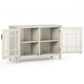 Hampshire Low Storage Cabinet Antique White - WyndenHall: Traditional Style, Adjustable Shelves, Glass Doors