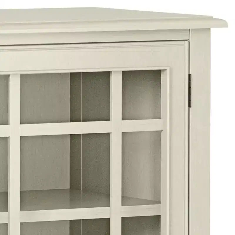 Hampshire Low Storage Cabinet Antique White - WyndenHall: Traditional Style, Adjustable Shelves, Glass Doors
