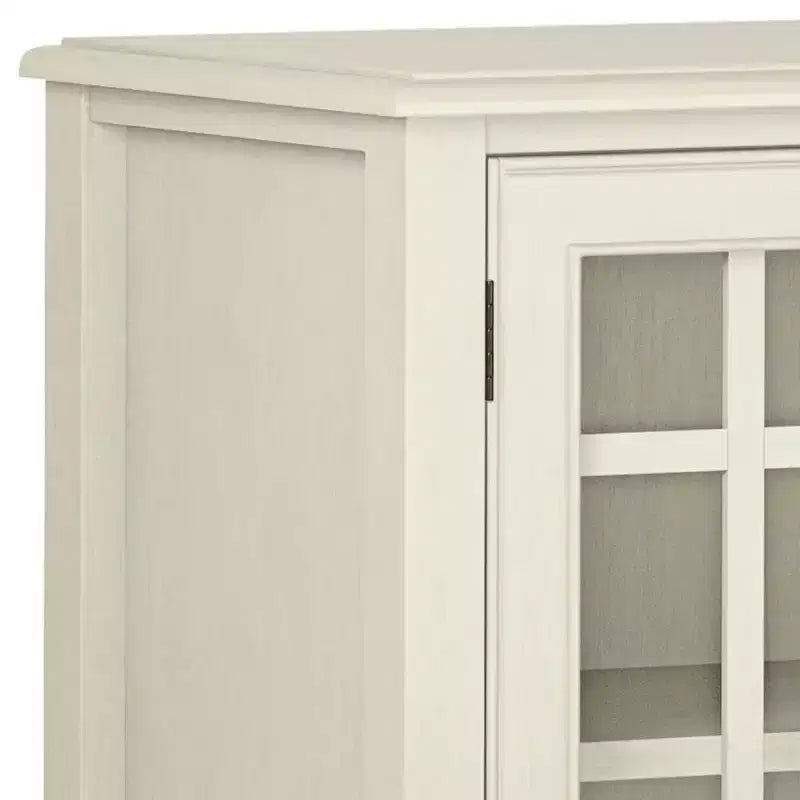 Hampshire Low Storage Cabinet Antique White - WyndenHall: Traditional Style, Adjustable Shelves, Glass Doors